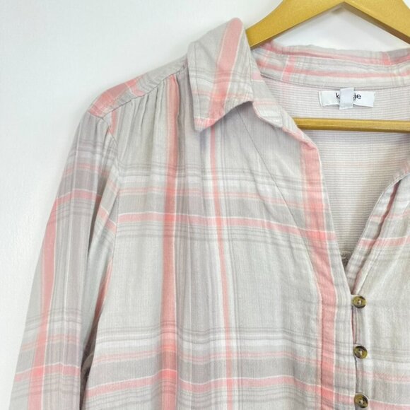 Kensie Pink and Grey Plaid Top - Picture 3 of 10